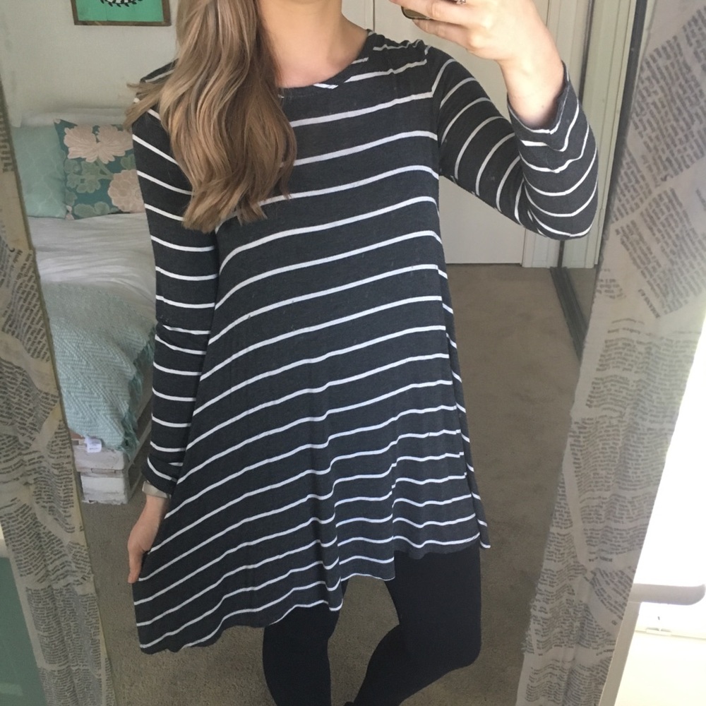 Gray/ White Stripe dress